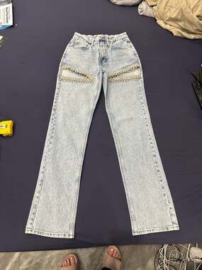 Good American Women's Icon Straight Diamond Details Jeans - ,